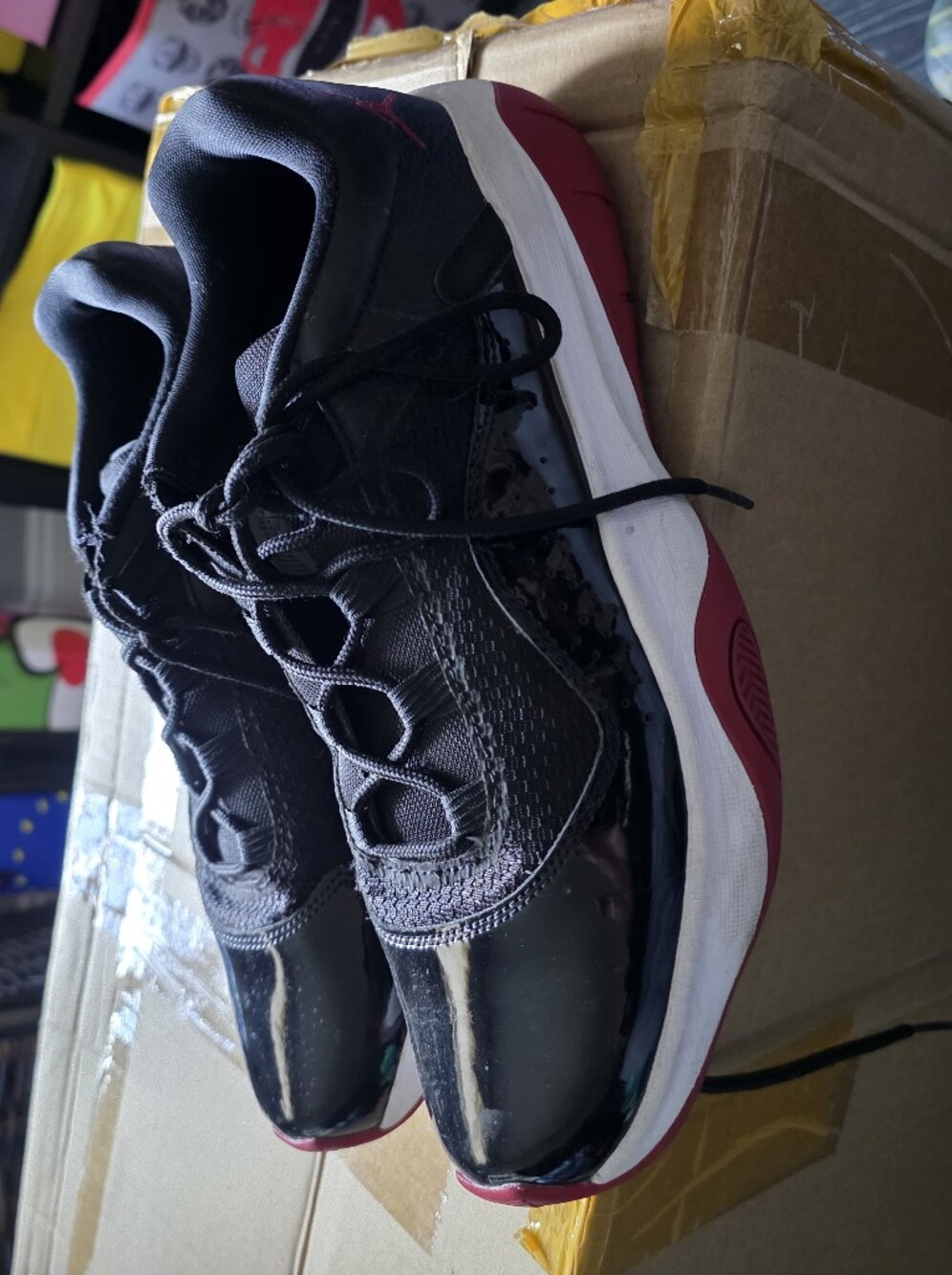 Jordan Men's Black Sneakers with Red Outsole